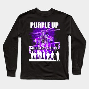 Purple Up Shirts Military Child Kids Army Dad US Flag Retro Premium Long Sleeve T-Shirt